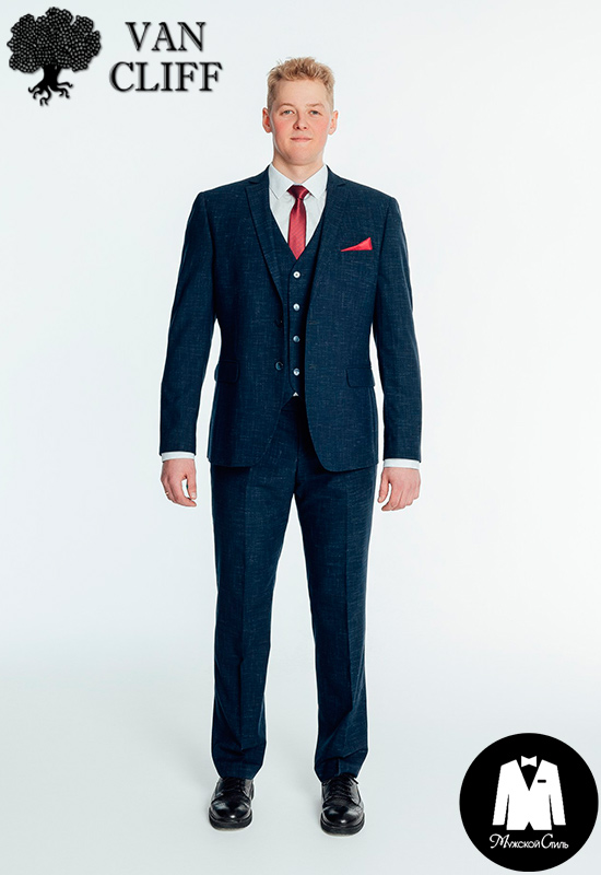 Костюм тройка Планс блю 